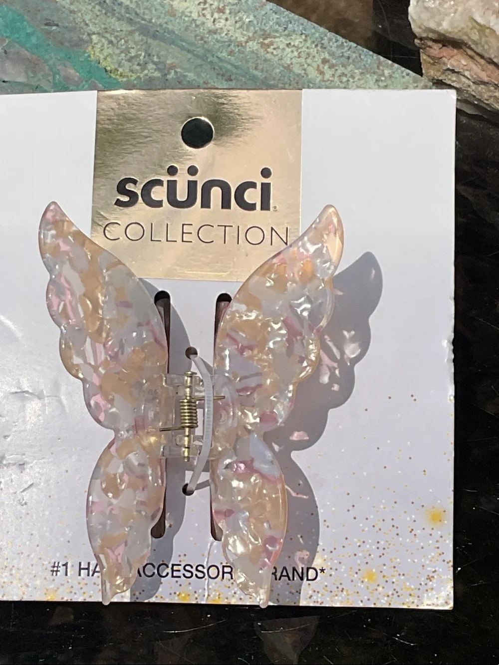 scunci Opalescent Pink Pearlescent Butterfly Hair Claw